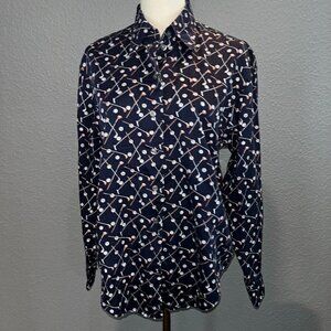 ESCADA GOLF -Women's Golf Clubs & Balls Design Button Up Shirt Blouse Top EUC -M
